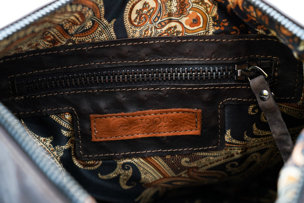 Porte-Documents cuir effet autruche marron