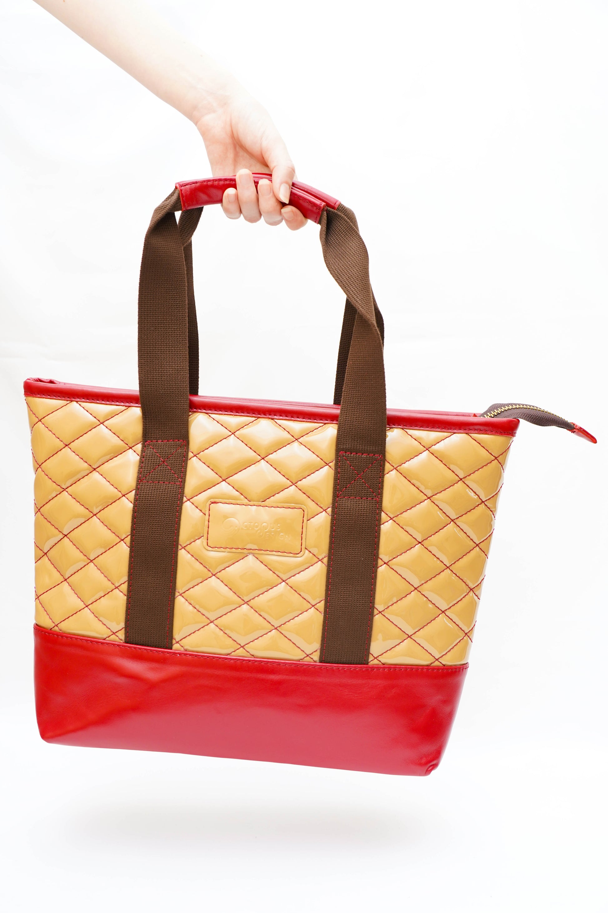 Sac designo beige rouge