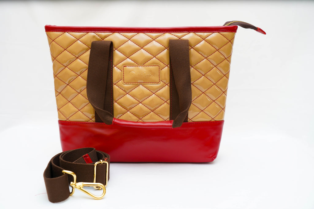 Sac designo beige rouge