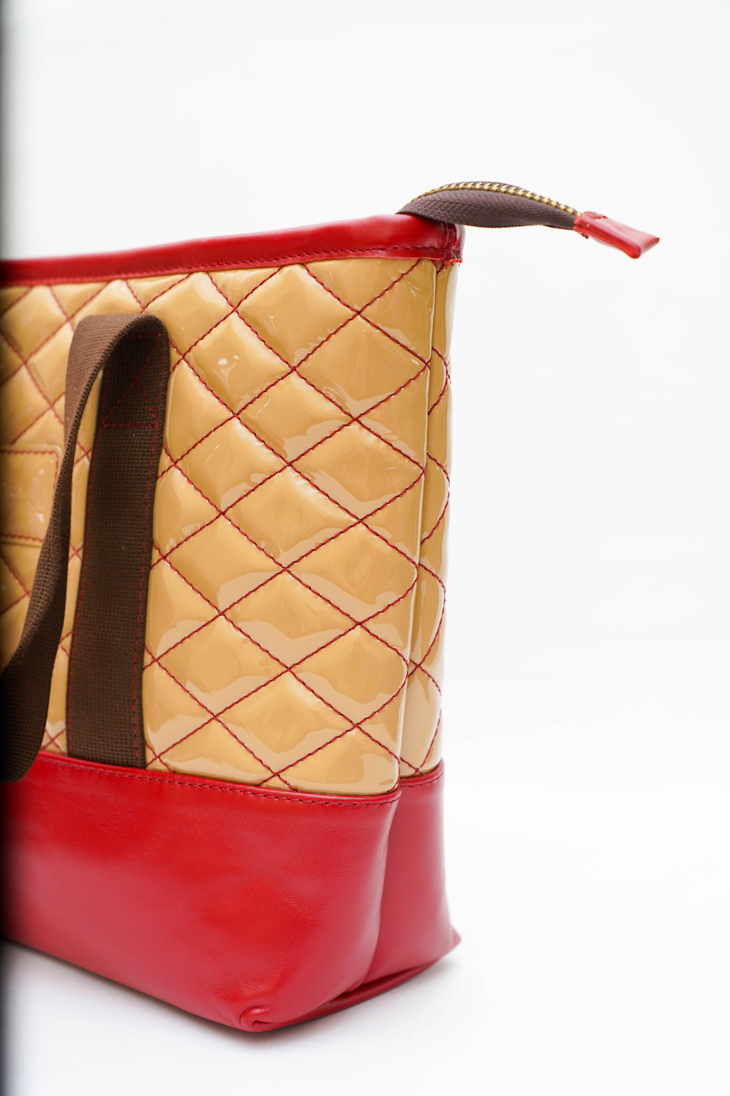 Sac designo beige rouge