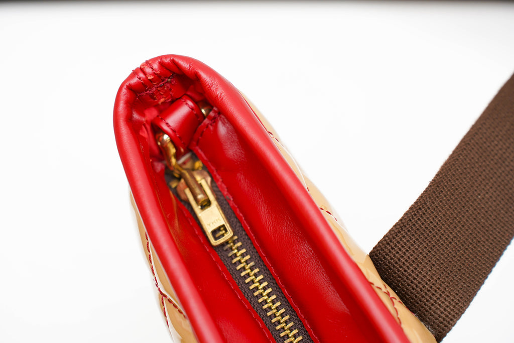 Sac designo beige rouge