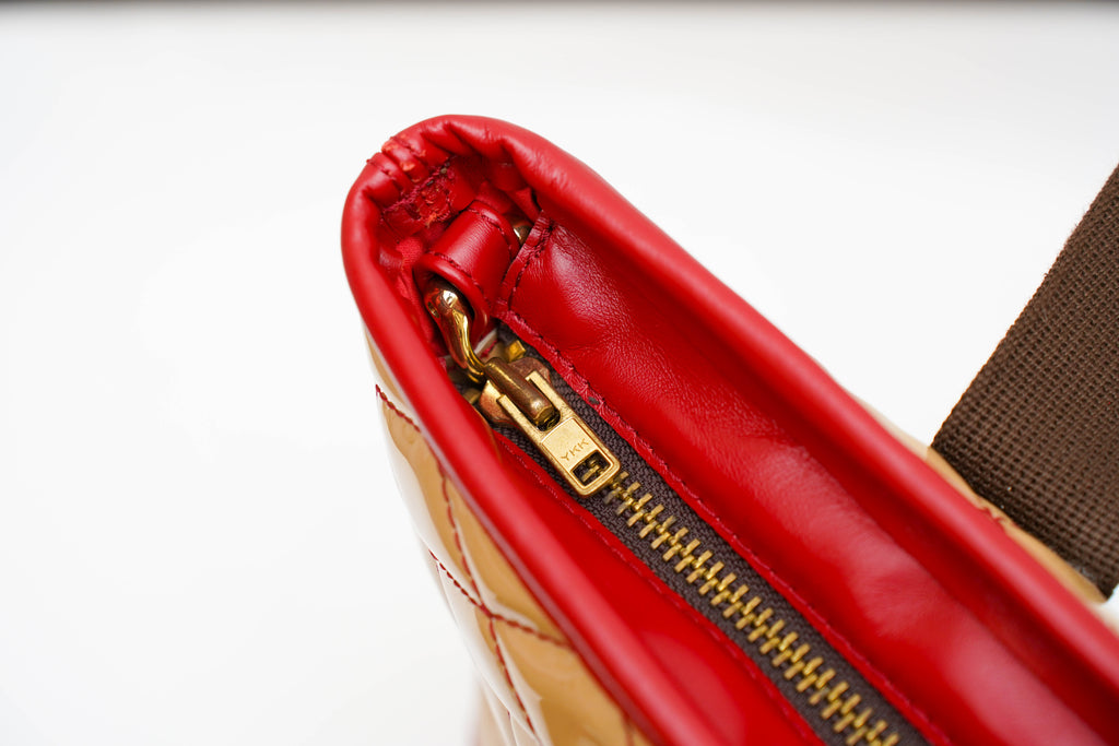 Sac designo beige rouge