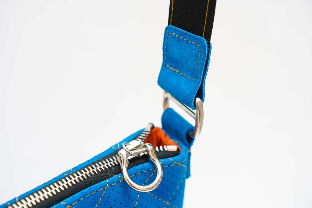 Sacoche cuir renversé Bleu