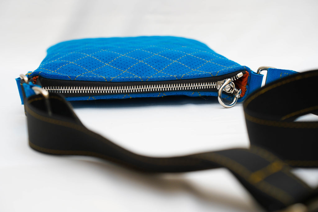 Sacoche cuir renversé Bleu