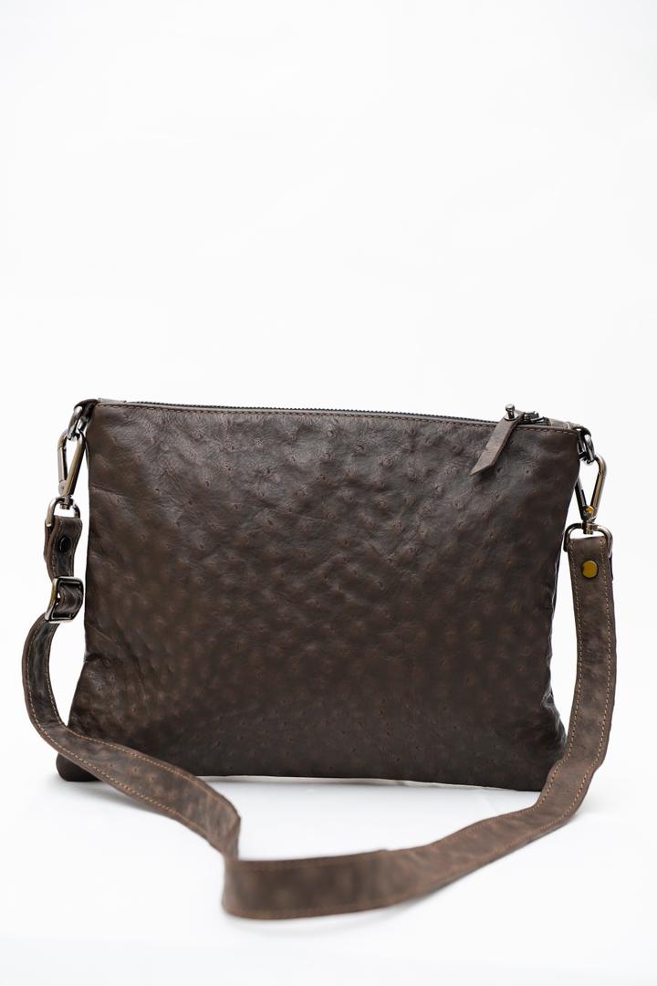 Porte-Documents cuir effet autruche marron